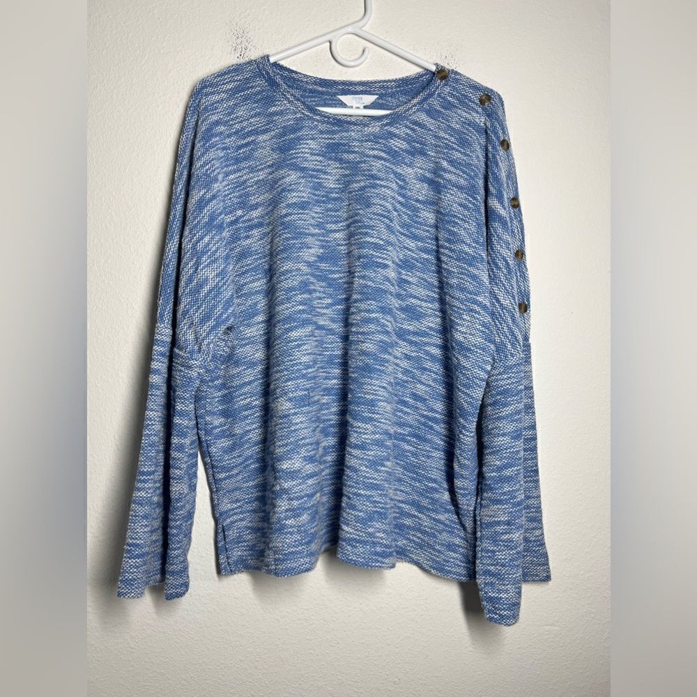 Womens Time And Tru Blue Relaxed Fit Textured Sweater Top Shirt Size XXL (20)